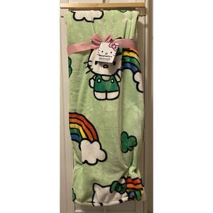 Green Hello Kitty Rainbow St Patrick Day‎ Throw Blanket 60x70